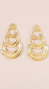 Rola Layered Metal Round Drop Dangle Earrings - Gold